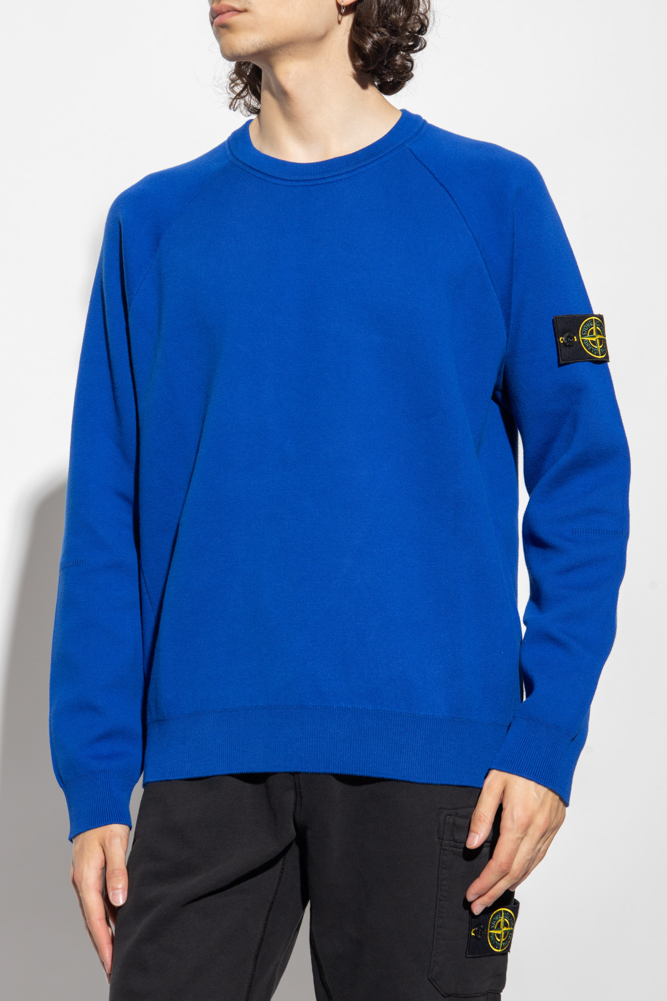 SchaferandweinerShops Azerbaijan Blue sweater Green with logo Stone Island Pullover VERA blu cielo